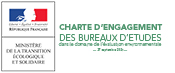 Logo adhésion à la charte d'engagement des bureaux d'études dans le domaine de l'évaluation environnementale par le ministère de la transition écologique et solidaire