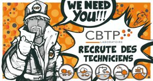 Affiche de recrutement de techniciens du Laboratoire CBTP